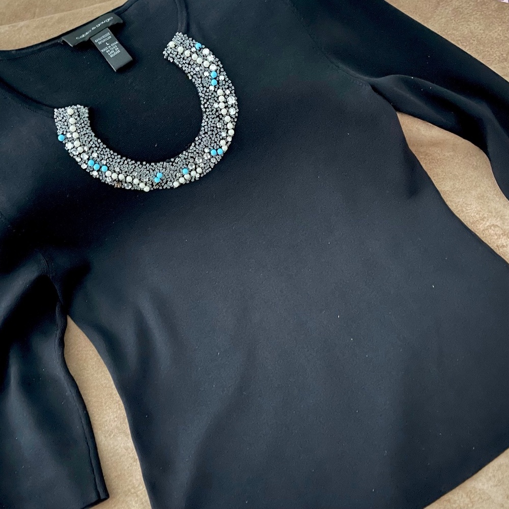 Y2K Cable and Gauge Beaded Scoop Neckline Top